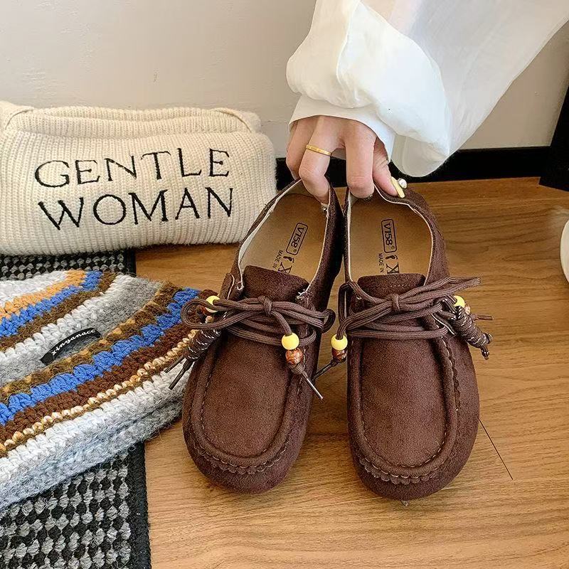 

Новые осенние универсальные ретро женские туфли на шнуровке, повседневные туфли Boken на платформе, женские 40 кофейный