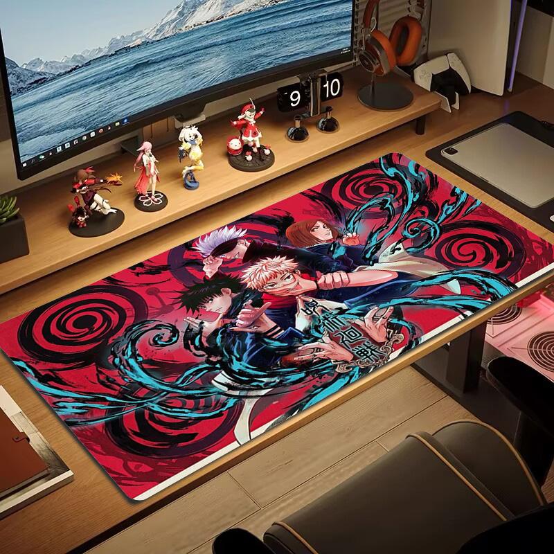 Jujutsu Kaisen Farb-Mauspad Großes Gaming-Tischkissen Rutschfestes Laptop-Tablet Großes Mauspads XXL Matte Mini-PC-Spielmatte Mit Verriegeltem Rand
