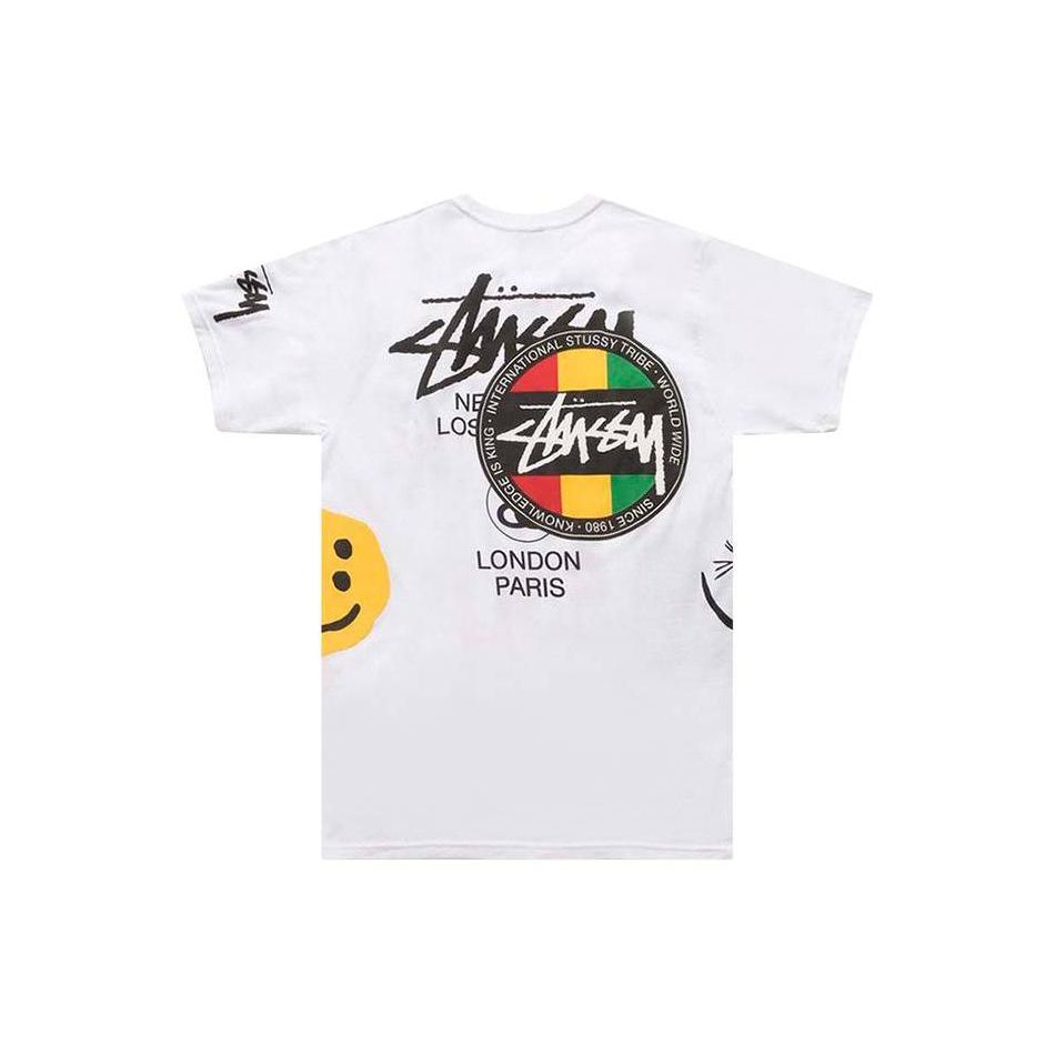 Stussy Solid Color Printed Round Neck American Vintage T-Shirt Men tops 3903488