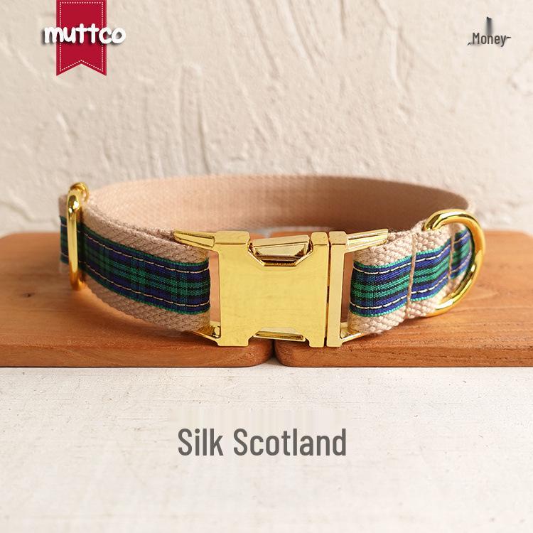 MUTTCO Plaid Dog Leash Set with Gold Buckle for Small & Medium Dogs - UDC-014B Large