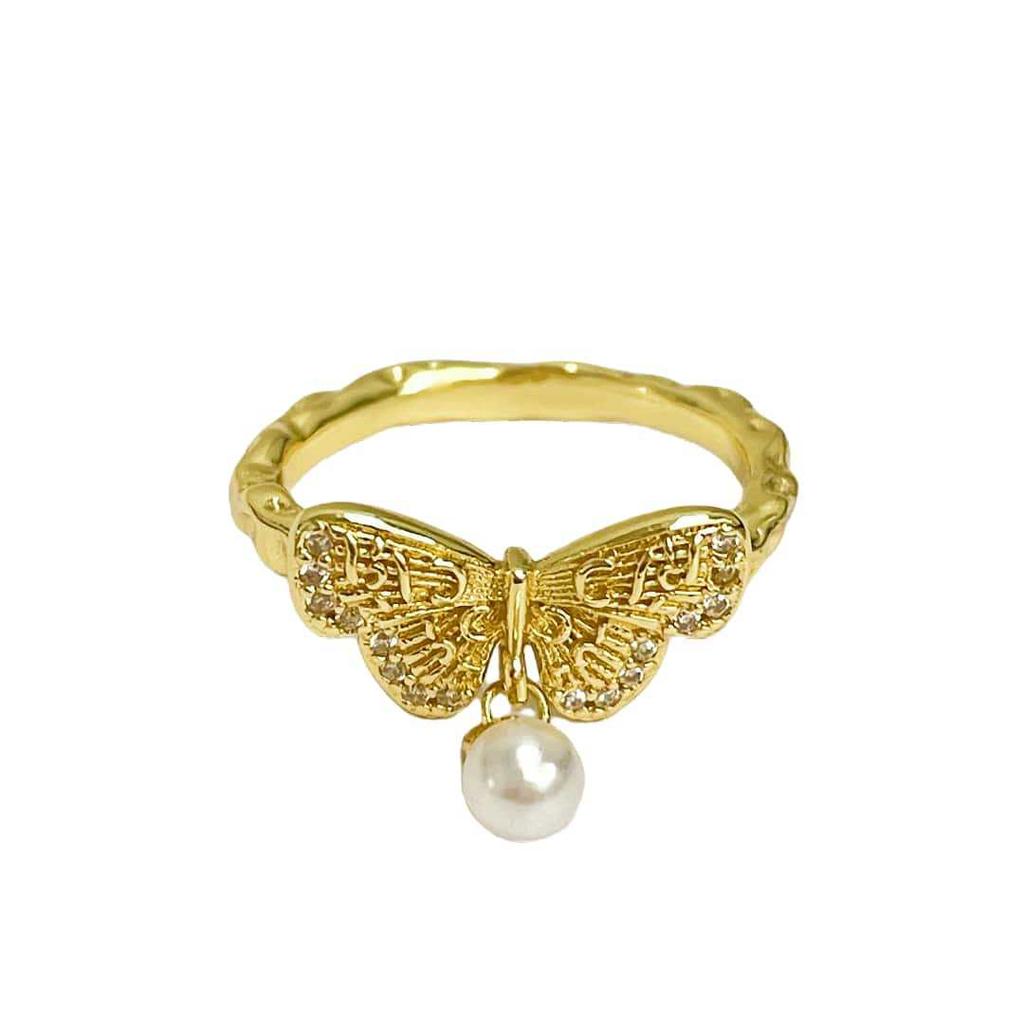 Medieval Personality Butterfly Enamel Drip Glaze Open Ring Elegant Temperament Retro Light Luxury Ring Woman