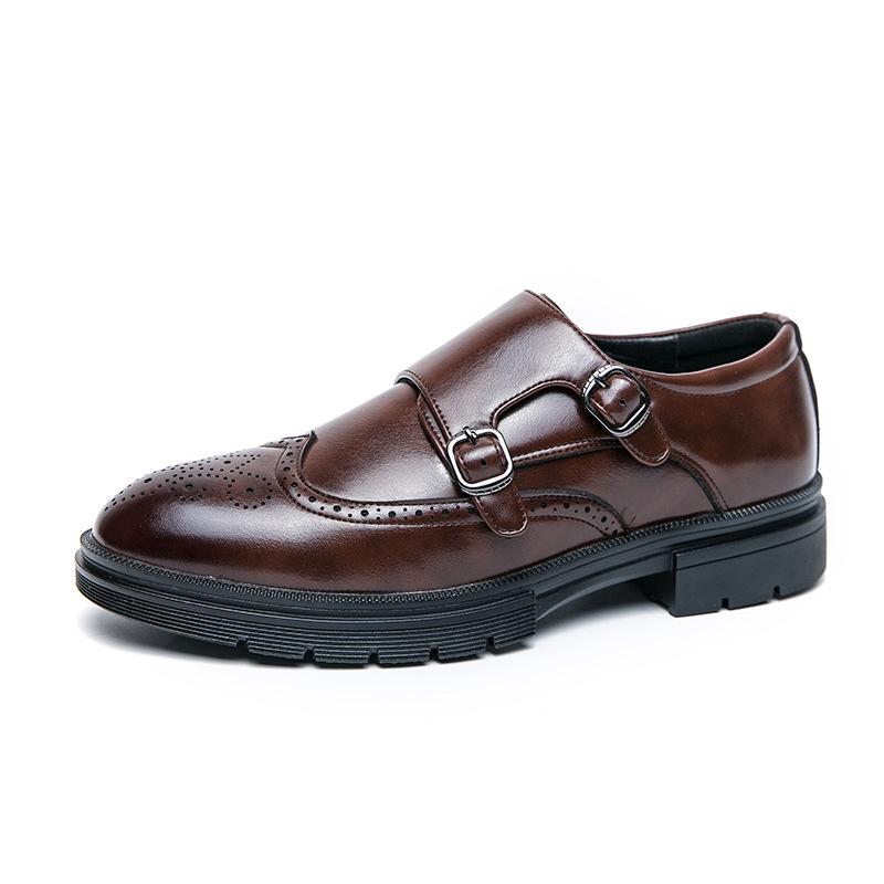 Men s Retro Leather Brogue Loafers - Casual, Breathable, British Style Shoes 43 коричневый