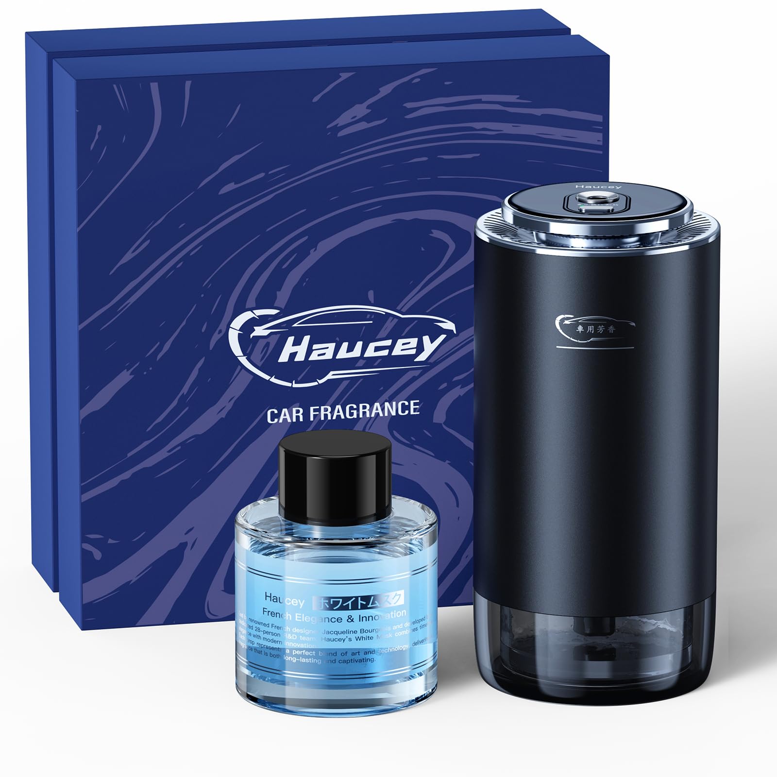 

Haucey Белый Мускус Автомобильный Ультразвуковой Атомайзер Аромадиффузор Тихий Авто 50 мл Ароматический Наполнитель с Натуральными Французскими Растительными Экстрактами Создайте комфортную чёрный