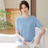 2026 New Style Ice Silk Summer T-Shirt for Middle-Aged & Elderly Moms - High-End, Short-Sleeved, Stylish Knit Top