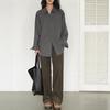 Smoke Gray Temperament Shirt, New Women's Light Luxury High-end Spring Simple Lazy Style Loose Inner Shirt