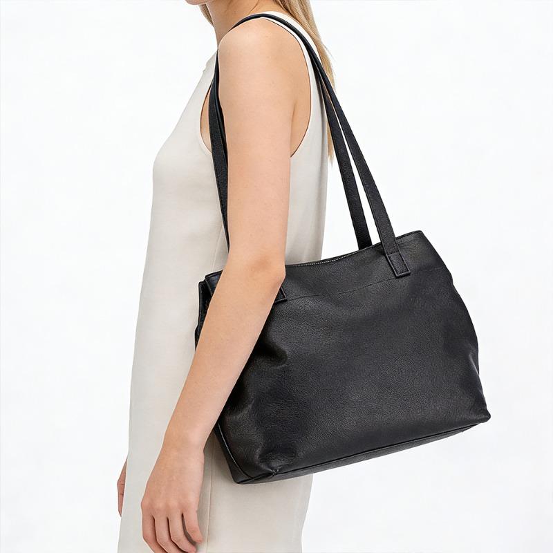 New First-layer Cowhide Versatile Tote Bag Large-capacity Simple Commuter Shoulder Bag Genuine Leather Fashion Portable Women's Bag