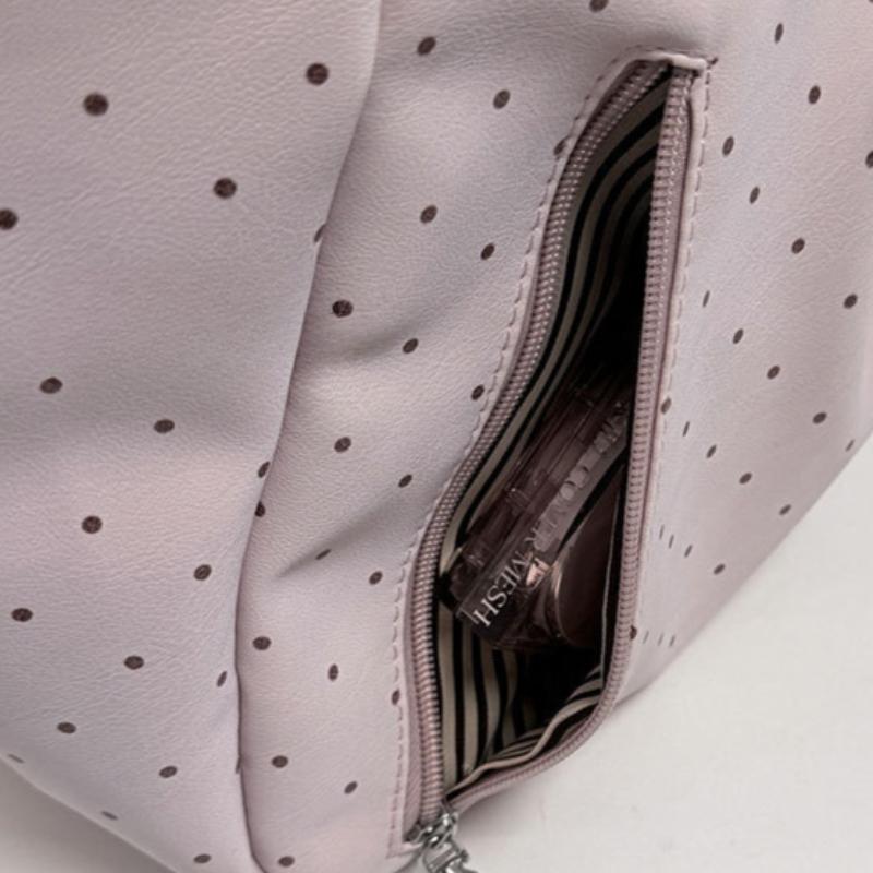 Vintage Frosted Tote Bag Casual Students Purse Large Capacity Shoulder Bag Polka Dot Drawstring Zipper Handbag with Star Pendant