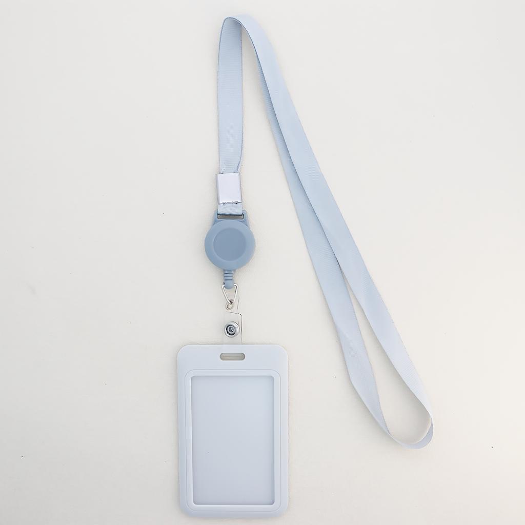 Pure Color Retractable Badge Reel Retractable Teacher Lanyard with Name Card Badge Holder Neck Strap Keychian Accessories Gift