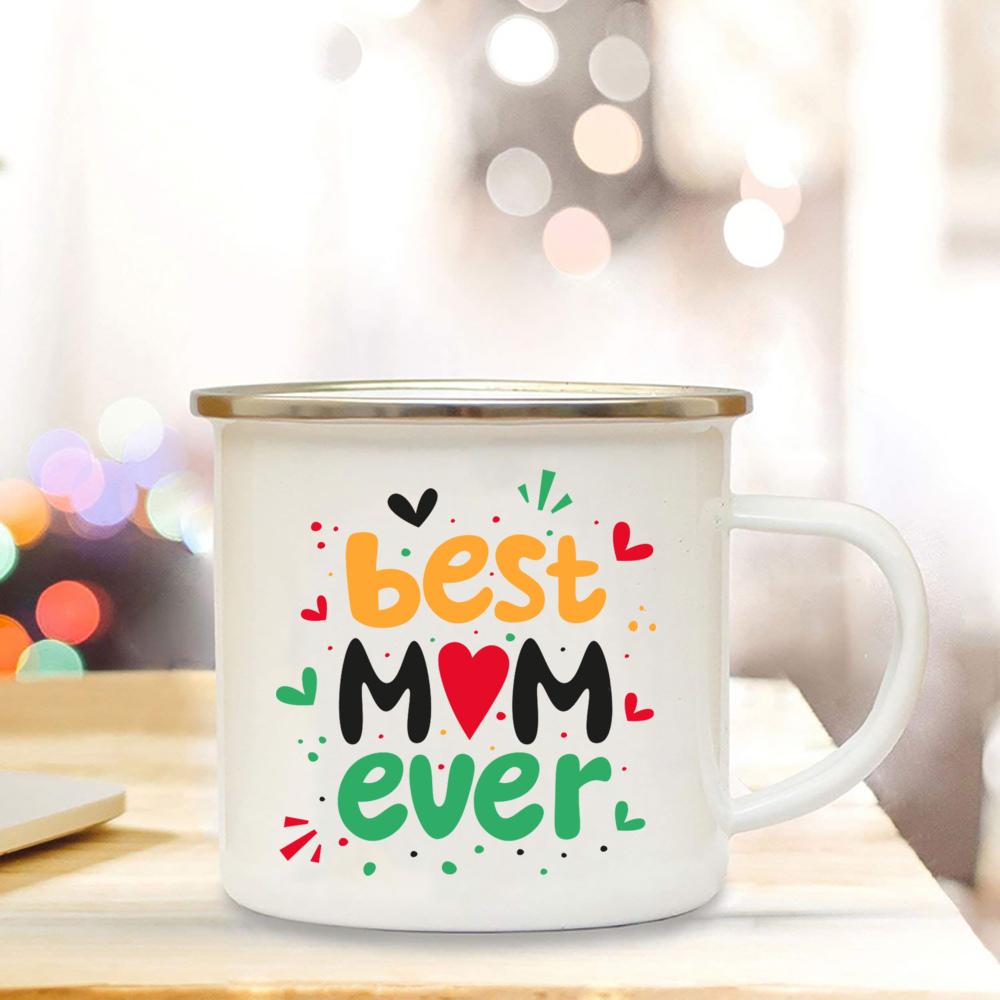 Emaille-Tassen „Best Mom Ever“ – Muttertagsgeschenk für Mama, Geburtstagsgeschenke für Mama, Tasse „Best Mom Ever“ – Kaffee-/Teetassen für Mama, Trinkbecher für Mutter