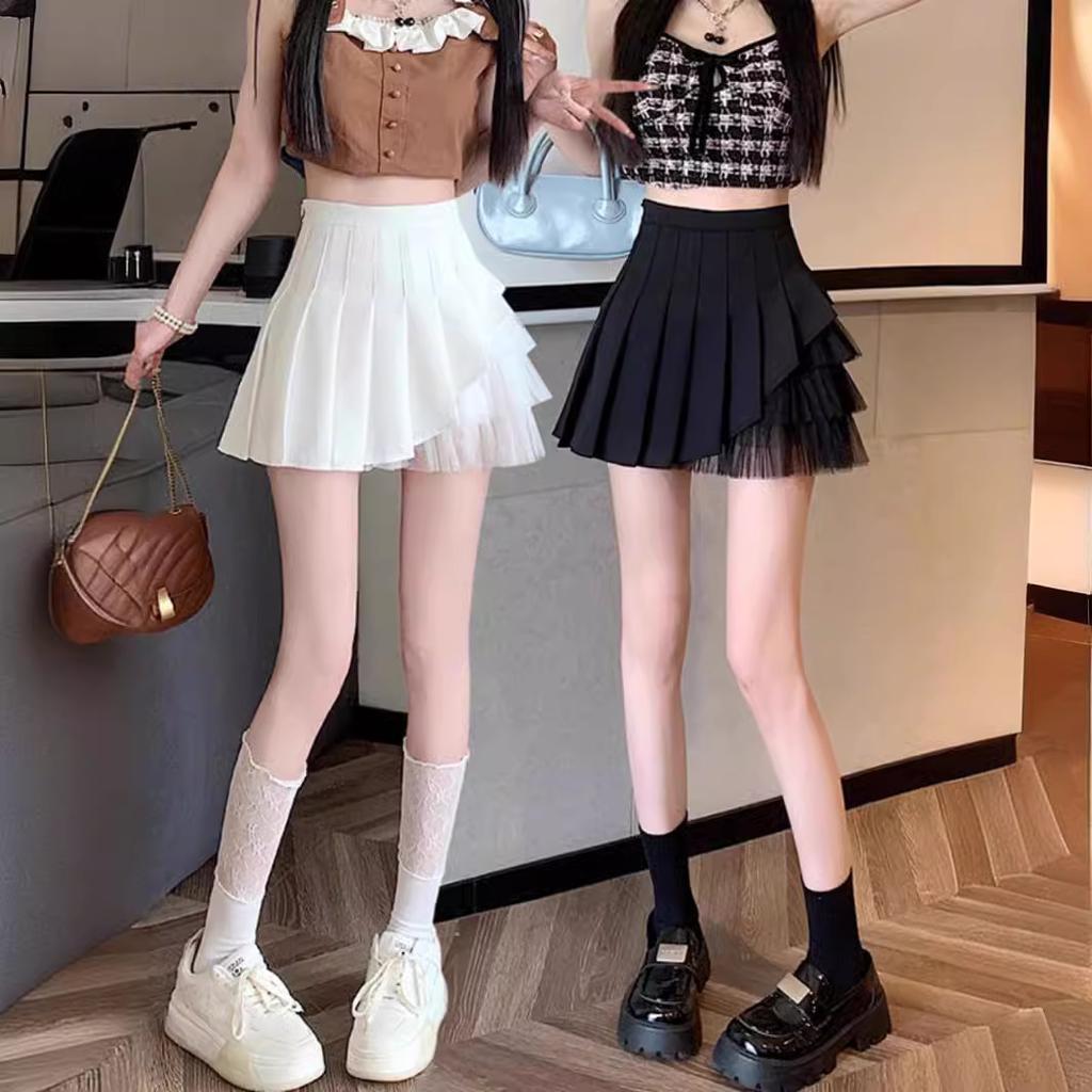 Women's Summer Slimming A-line Mesh Pleated Skirt