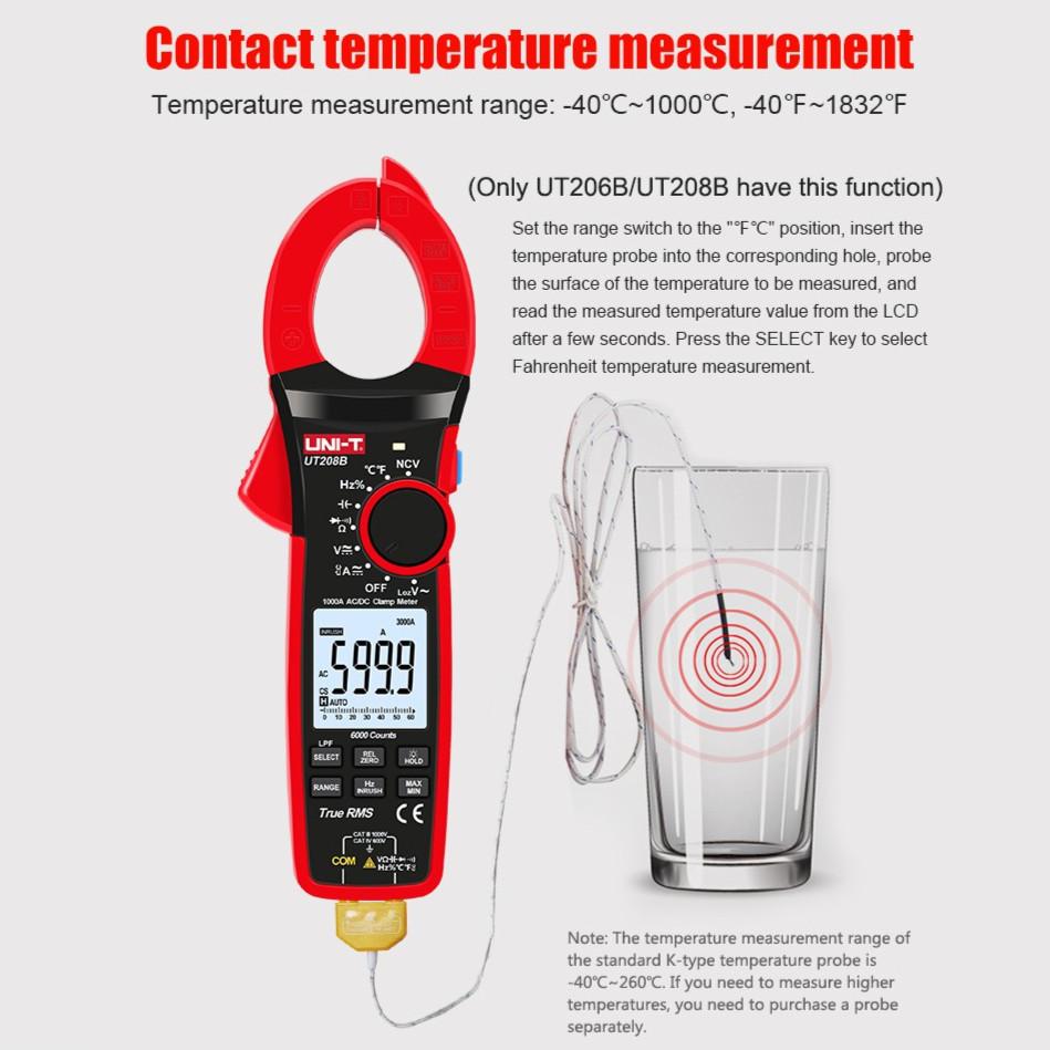 AC Current 1000A AC DC Voltage 1000V 6000 Count Inrush Current Diode Continuity Measurement Tool RMS Digital Clamp Meter