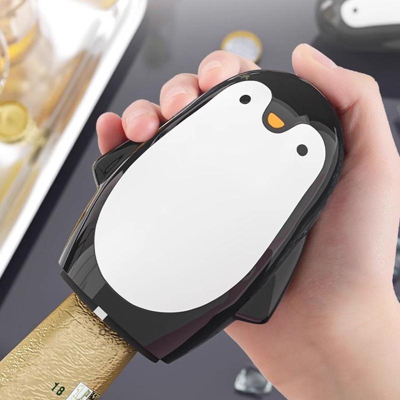 Kreativ Tecknad Pingvin Flasköppnare Rostfritt Stål Manuell Öppnare för Ölkapsyler Köksredskap Barverktyg Gåva för Ölälskare