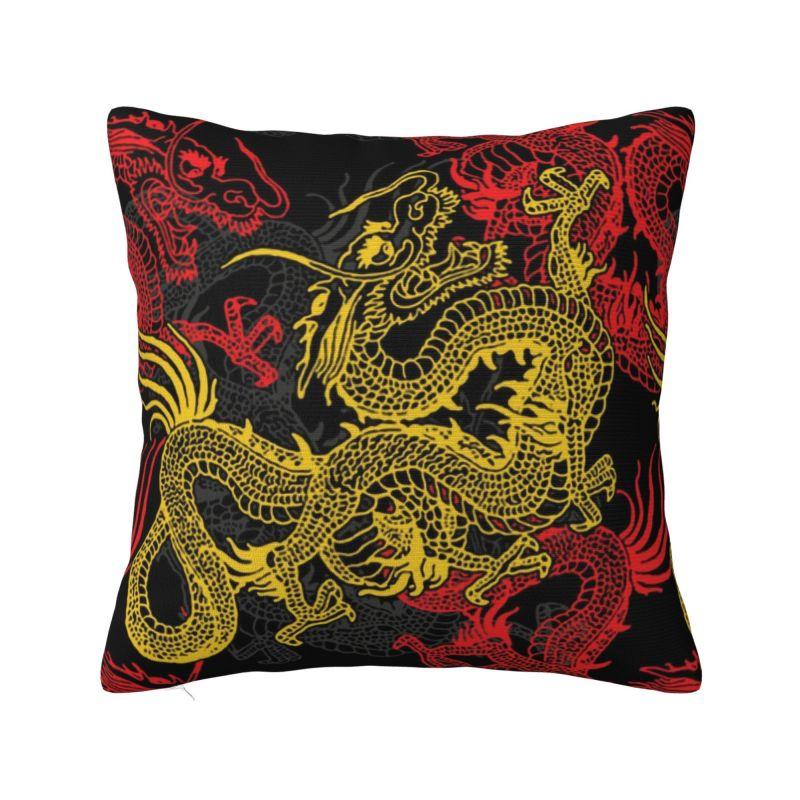 Custom Gold Chinese Dragon Totem Cushion Cover 40x40cm Tradition Asian Mythology Velvet Nordic Pillows for Sofa