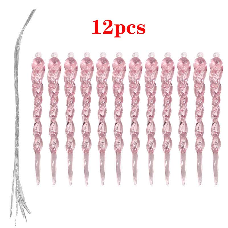 

12PCS 2025 Christmas Acrylic Ice Cone Pendants Christmas Party Xmas Tree DIY Decorative Hanging Ornaments Transparent Pendants