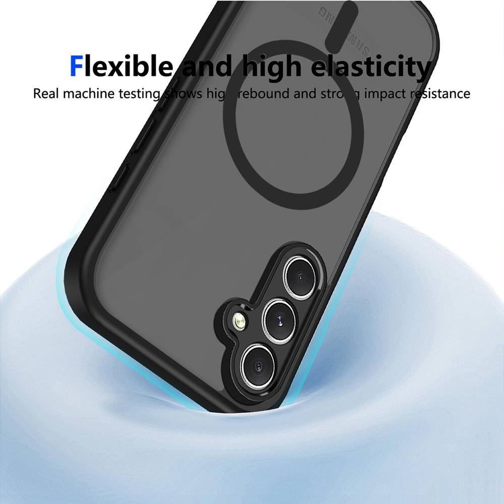 KEYSION Magnetic Phone Case for Samsung A54 5G A34 A24 Silicone+PC Matte Translucent Clear Shockproof Cover for Galaxy A14 4G 5G