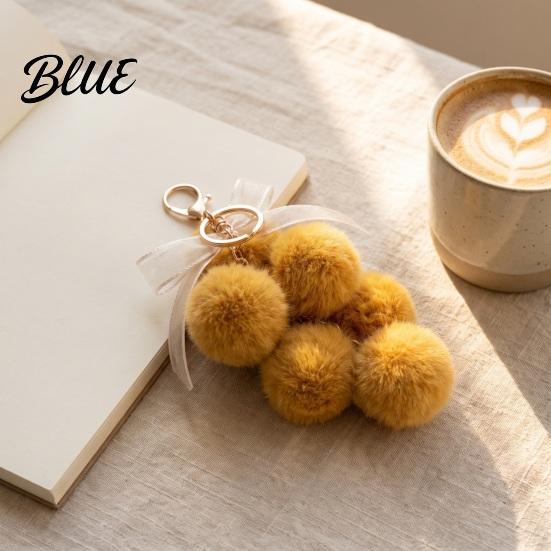 Plush Grape Decorative Pendant Keychain for Handbags, Fuzzy Cluster Bag Charm with Lightweight Bow, Fluffy Ball Keyring Backpacks and Purses
