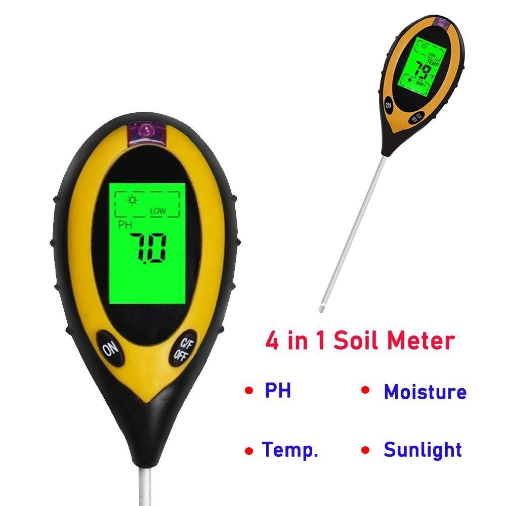 4 in 1 Soil Tester LCD Screen Soil Thermometer Soil Survey Instrument For Garden Lawn Farming