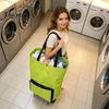 Tragbarer Einkaufswagen für tägliche Besorgungen mit Rädern, faltbar, wiederverwendbare Einkaufstasche, seitlicher leichter Trolley für Pendler, Tasche, große Kapazität