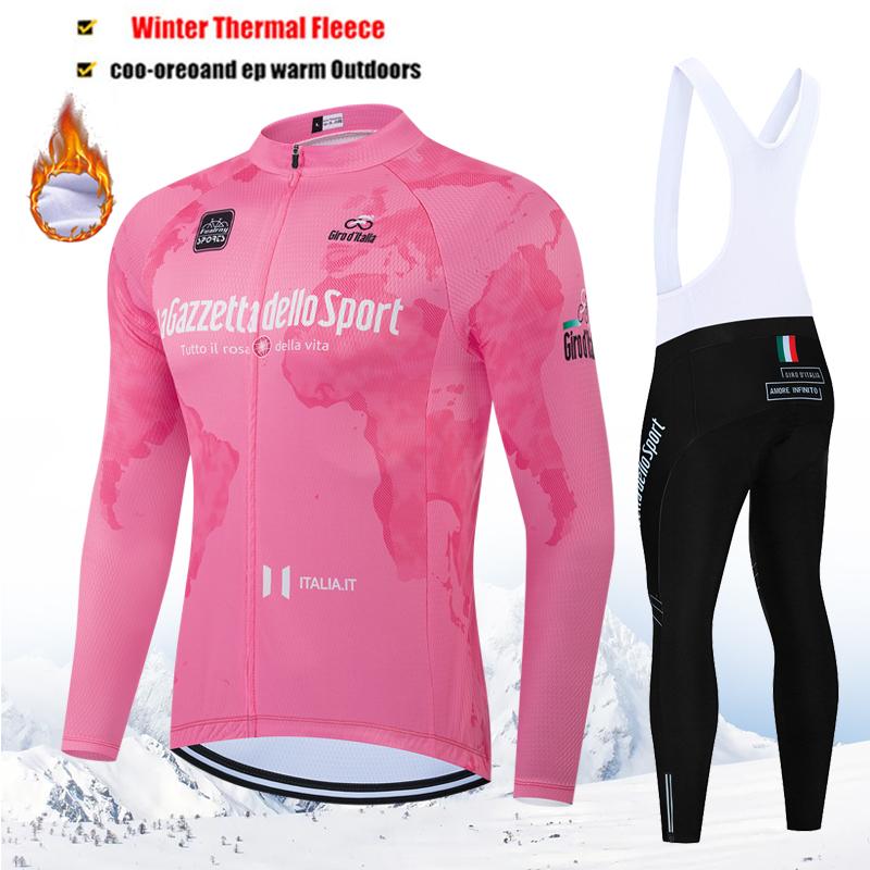 2026 Tour De Giro D'ITALIA Winter Thermal Fleece Cycling Jersey Set Long Sleeve Cycling Clothing MTB Bike Clothes Cycling Suit