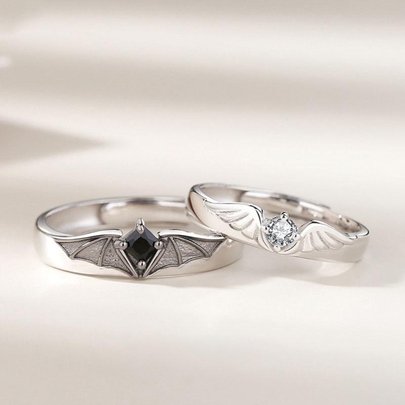 Angel and Devil Matching Rings for Women Open Adjustable Couple Friendship Ring