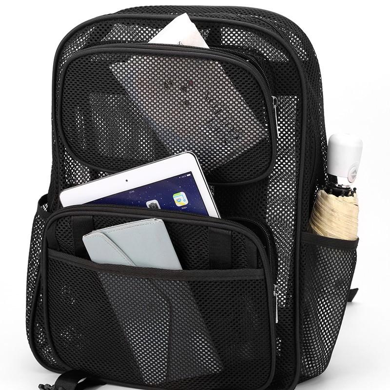 Schoolbag Backpack Transparent Mesh Backpack Lightweight School Outdoor Travel Large Capacity Student School Bag
