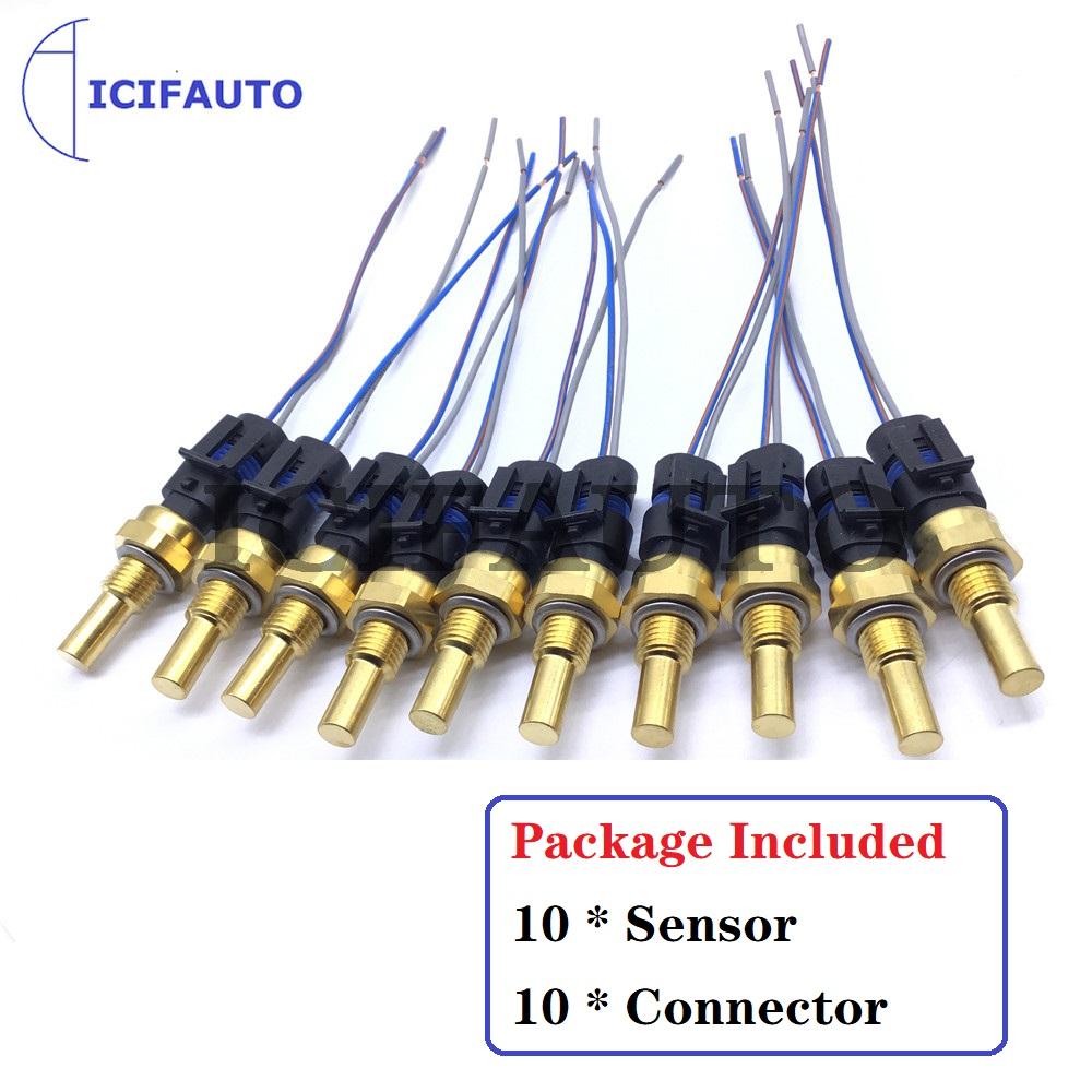Engine Coolant Temperature Sensor + Pigtail Connector For Buick Chevrolet Pontiac 15326388 19236568 15369305 12191170 12608814 10 Set