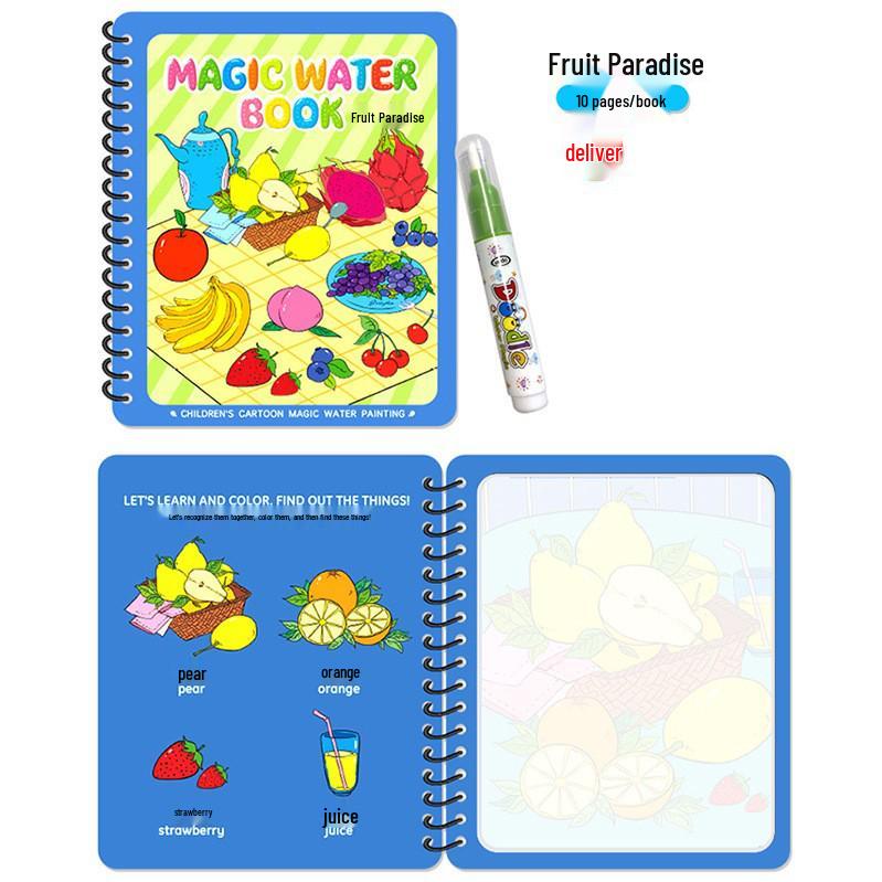Children's Magic Water Painting Book: Reusable Color Doodle Album with Clear Water Pen for Kindergarten