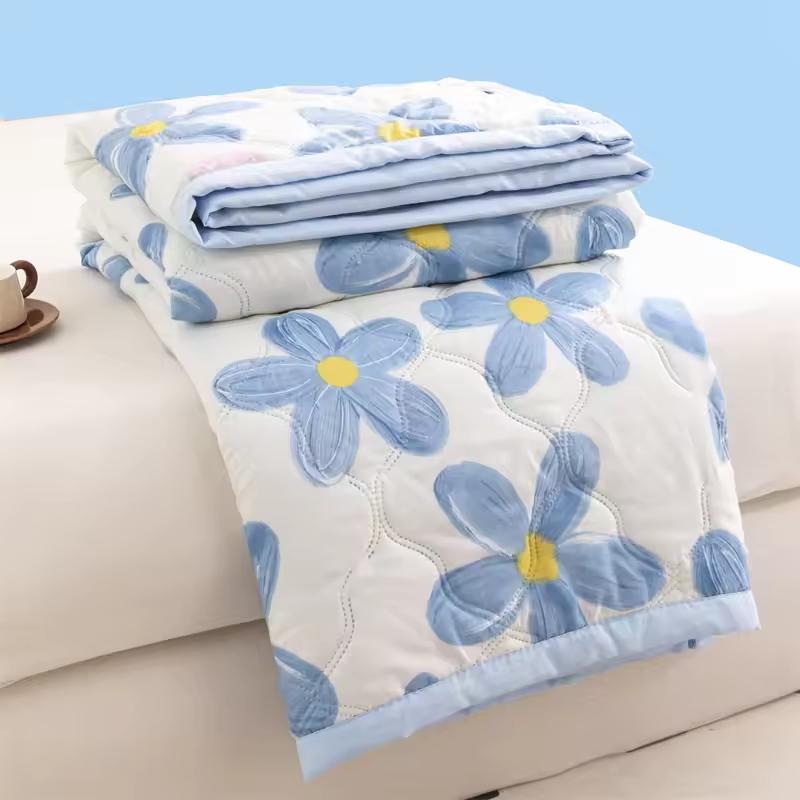 New Washed Cotton Summer Thin Quilt Skin-friendly Grinding Summer Cool Quilt Printing Soft Bedspread Blanket Print Bedspread Bed Cover Home Textiles