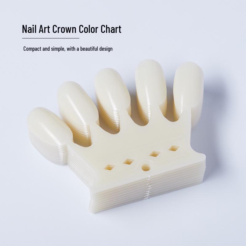 

Nail Art Display Chart: Transparent Natural Color Tips with Crown Design - 5 Fingers Fake Nails естественный