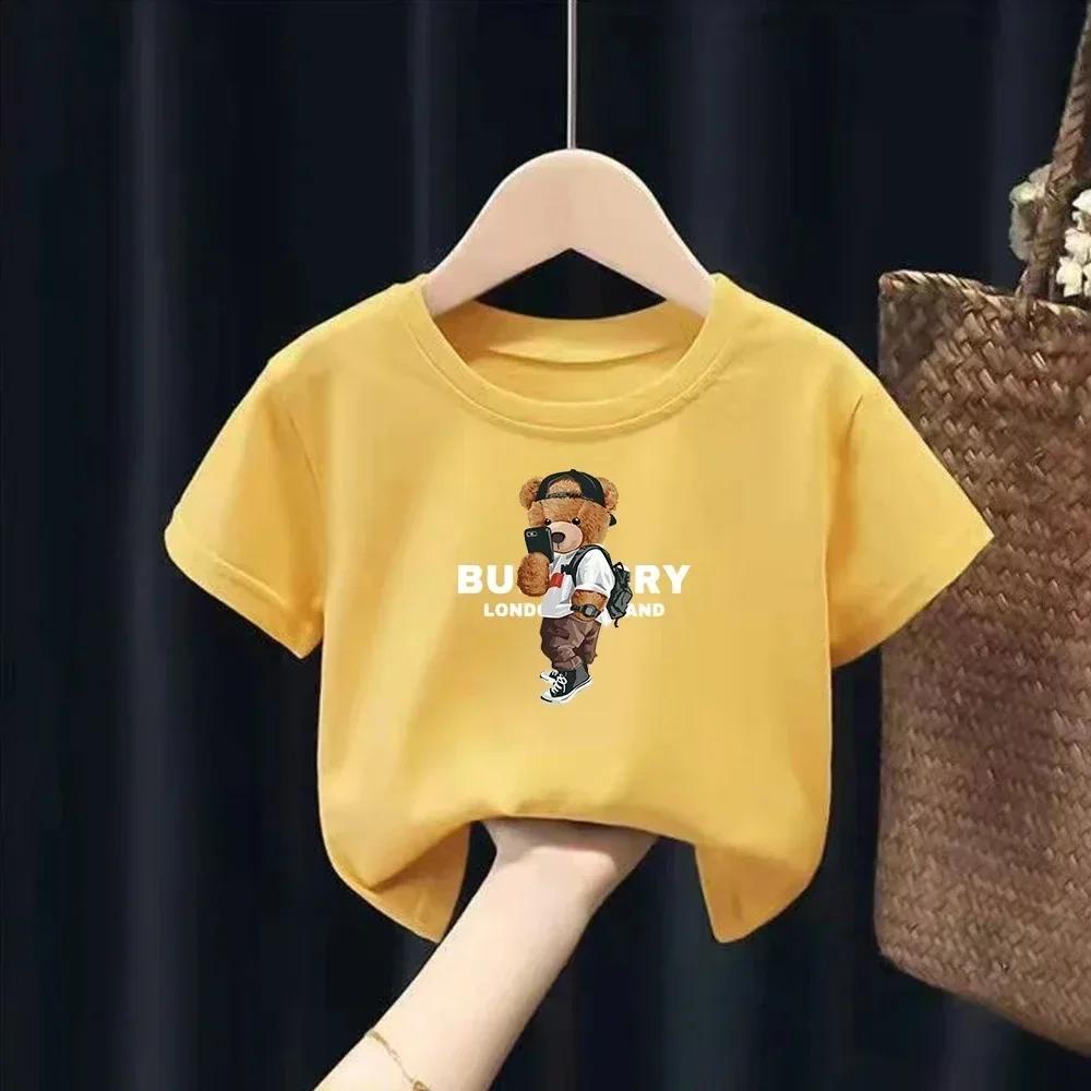 Fashion Baby Kids T-shirt  Luxury Brand Print Shirt Summer Boy Girl Clothes Short Sleeve Funny Kawaii Children Casual Tops