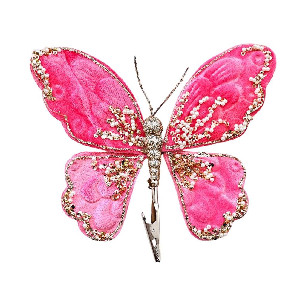 Christmas Tree Gold Powder Decorations, High-end Fabric Sequins, Simulated Butterfly Pendants, Christmas Floral Accessories
