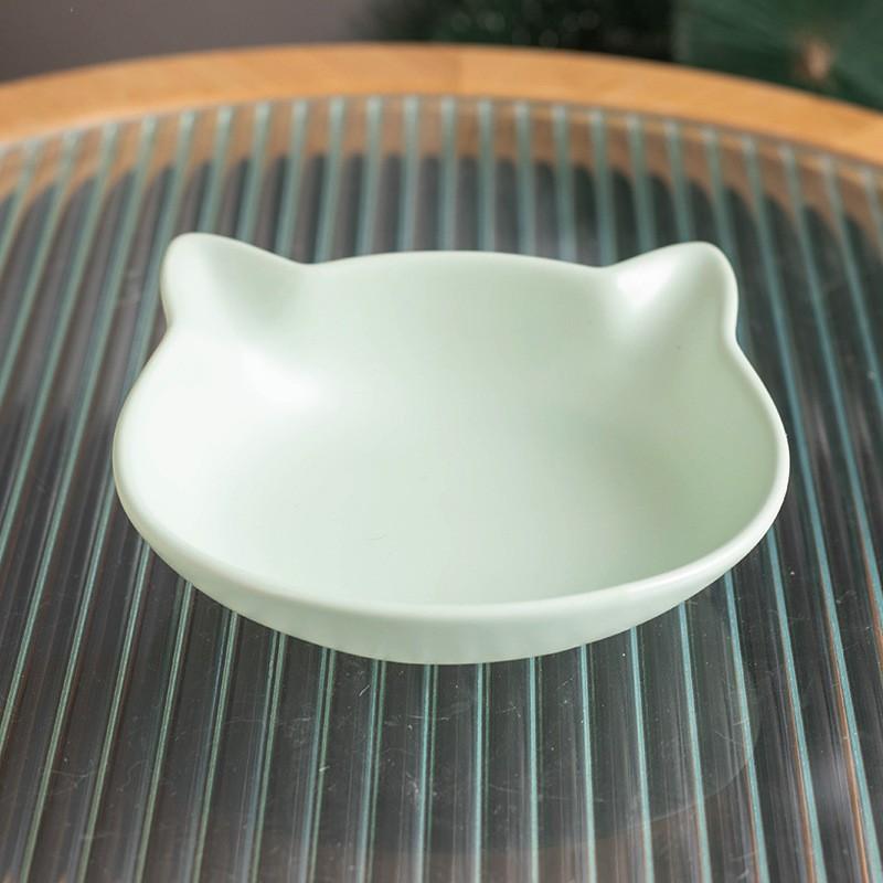 Ceramic Cat Food Bowl With Dual Ears Design Non-Slip Pet Feeding Dish Cats Dogs Small Animals