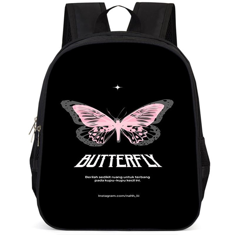 Large Capacity 15 Inch Lightweight Butterfly School Backpack For Kids Oxford Fabric