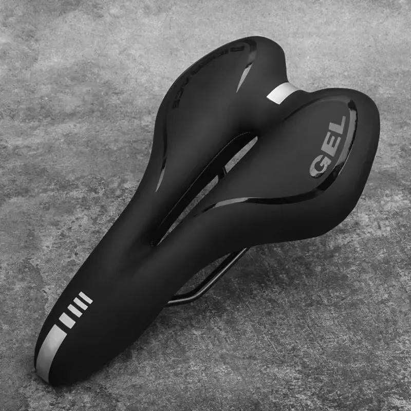 Bike Saddle Silicone Cushion Cycling Seat PU Leather Surface Silica Filled Gel TimeTrial Comfortable Shockproof Bicycle Saddle