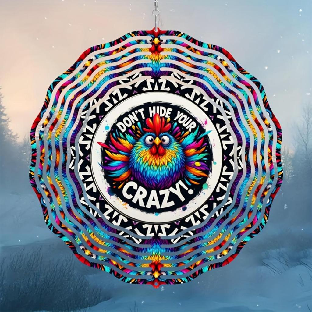 10-Inch 'Don't Hide Your Crazy' 3D Kinetic Wind Spinner - 360° Rotating Metal Art for Garden & Yard, Vibrant Indoor/Outdoor Decor - Unique