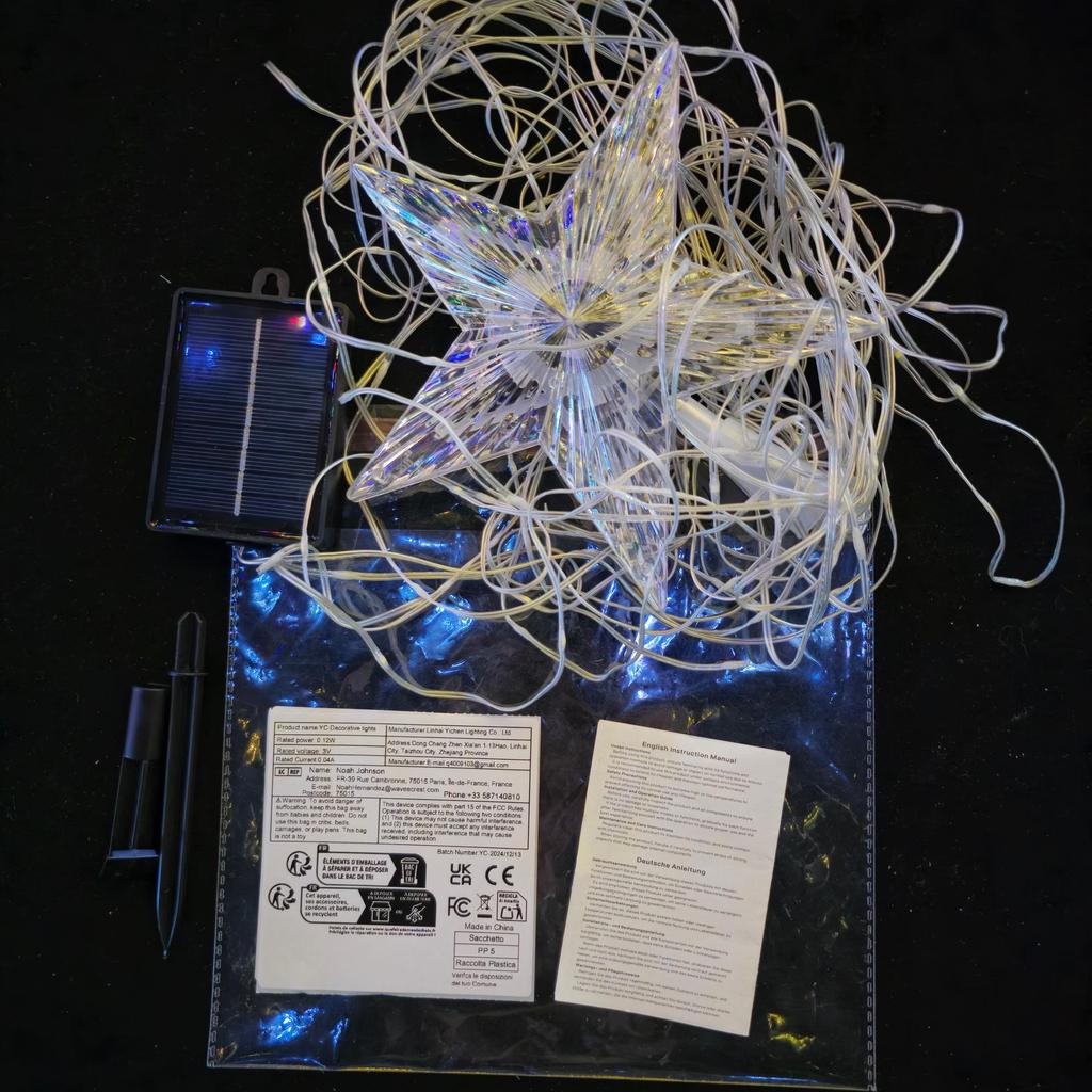 USB Copper Wire Flowing Star Waterfall Christmas Lights for Outdoor Decoration