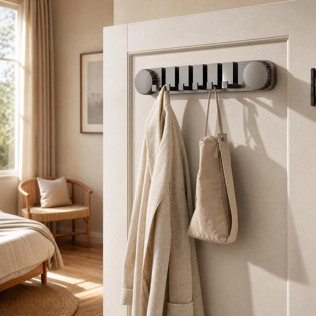 Suction Cup Wall Hook Rack Complimentary 6-Hook for Bathroom, Kitchen