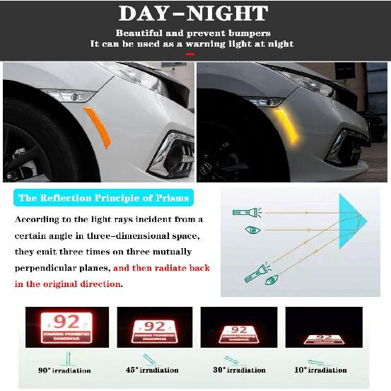 2PCS Car Reflective Trim Side Marker Stickers,Automotive Exterior Accessories Reflector Guard for Car SUV Pickup Truck Wheel Well Arch or Side Bumper