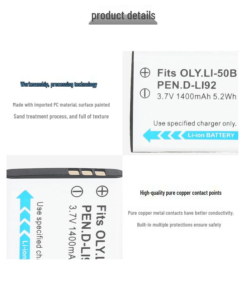 LI-50B Battery for Olympus TG-850, SP-720, 820, VR-350, SZ-31 Cameras