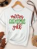 (Asian Size)  Merry Christmas Tee Top Festival New Year Holiday Casual Lovely Letter Cute 90s Women Print Lady Short Sleeve Fashion Graphic T-shirts