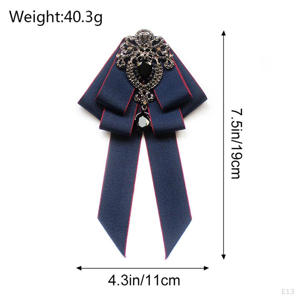 Bow Tie for Women Bowknot Necktie Vintage College Style Elegant Ribbon Formal Fashion Brooch Pin