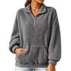 Women's Turtleneck Zip-Neck Long Sleeve Loose Fit Casual Pullover Top