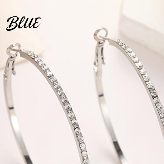 Party Earrings Large Rhinestone Hoop for Women Big Cubic Zirconia