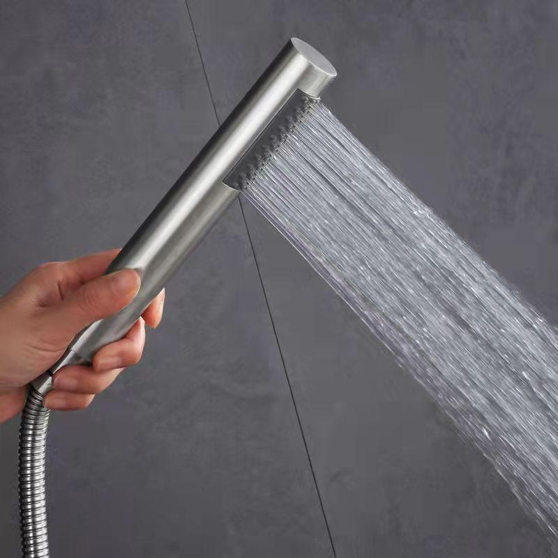 Handheld Cylindrical Stainless Steel Booster Shower Head Hotel Home Bathroom Universal Shower Head Set