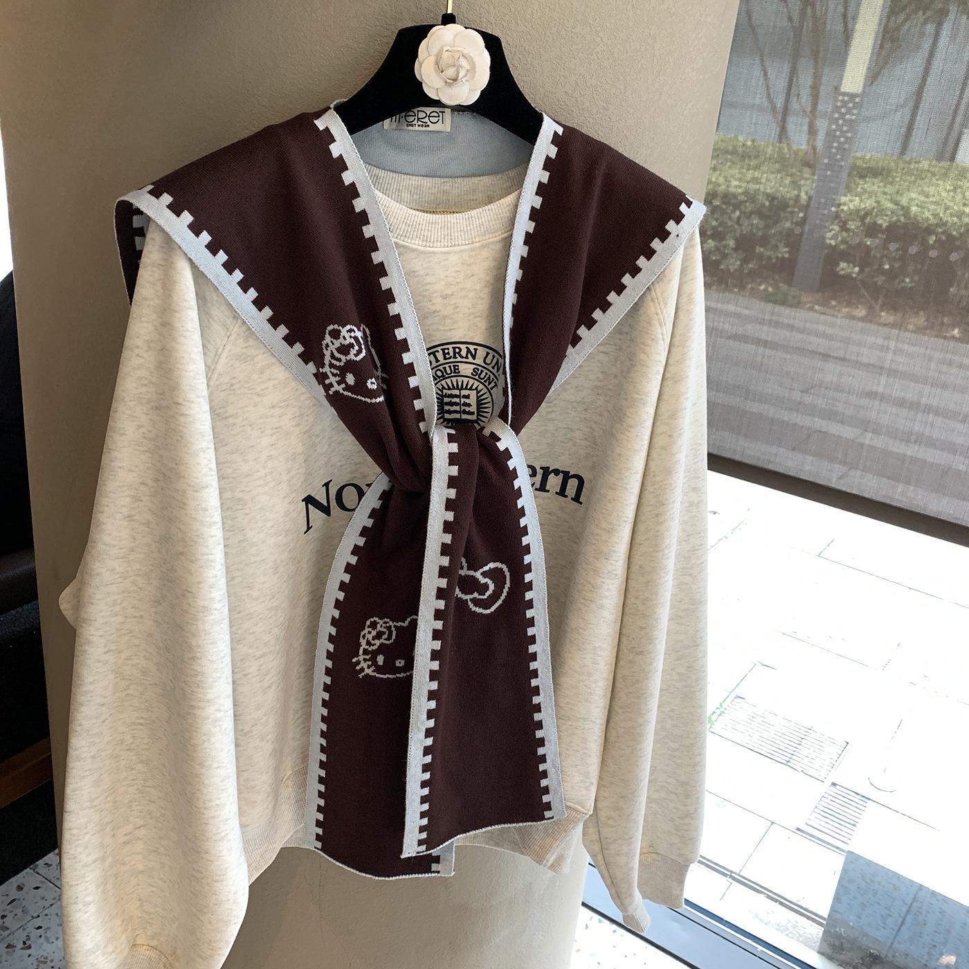 Knitted pony natal year shawl scarf women s spring new ethnic style outer decoration vest versatile fashion cardigan one size кофейный