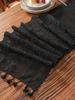 American Style Black Lace Bunting Table Runner Morning Glory for Living Room Kitchen Dining Table Tea Table Dustproof Anti-slip