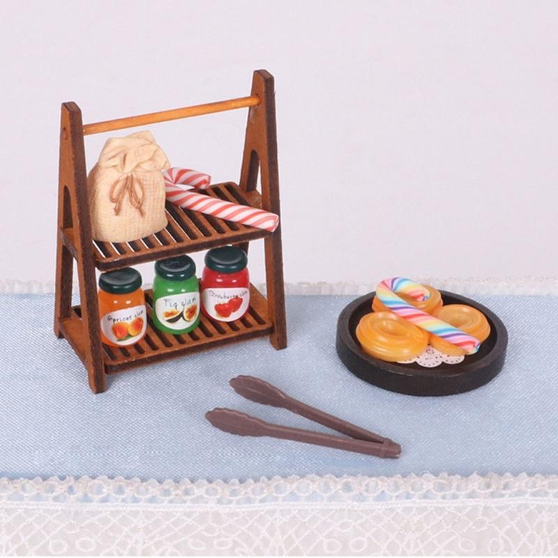 Realistic Dollhouses Candy Display Shelf Pastries Resin Structure Compatible With Miniature Furniture