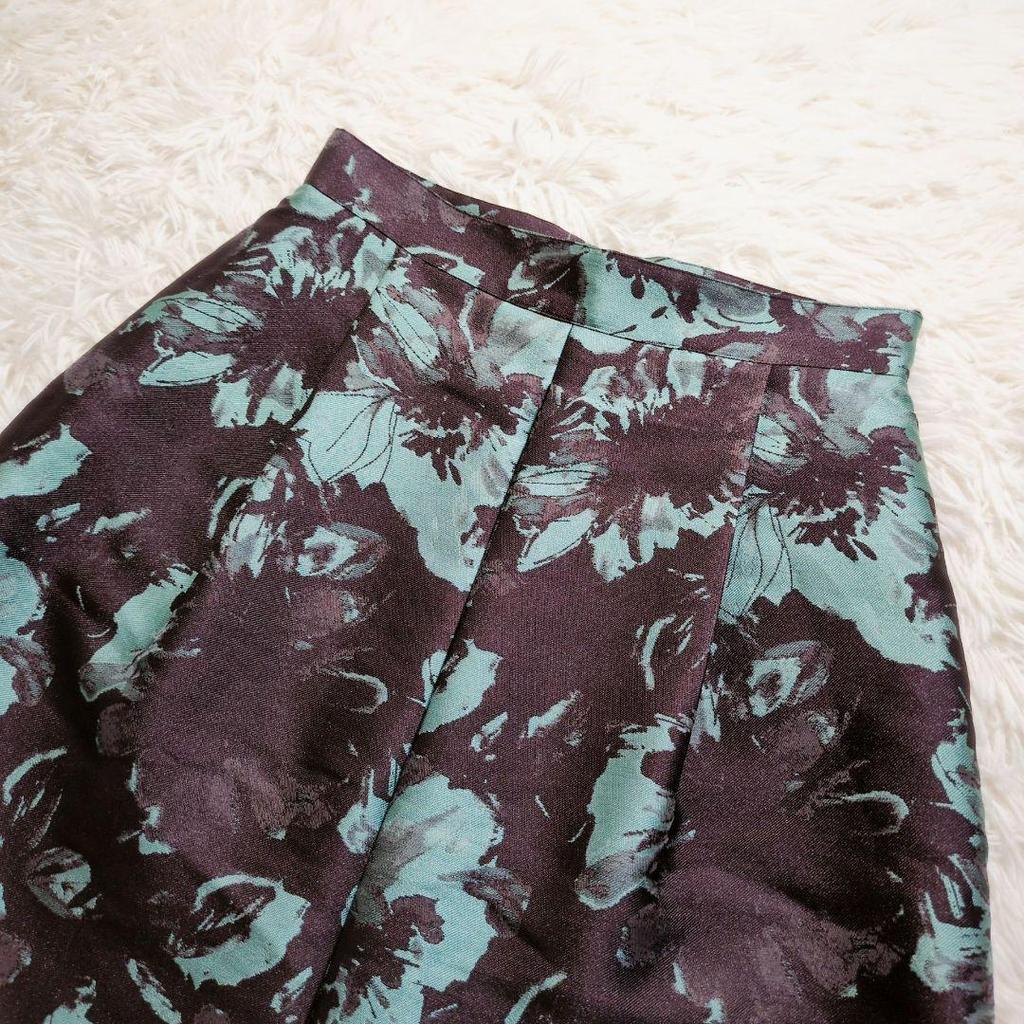 Used Beautiful condition alba ROSSA jacquard floral print flare skirt 40 brown