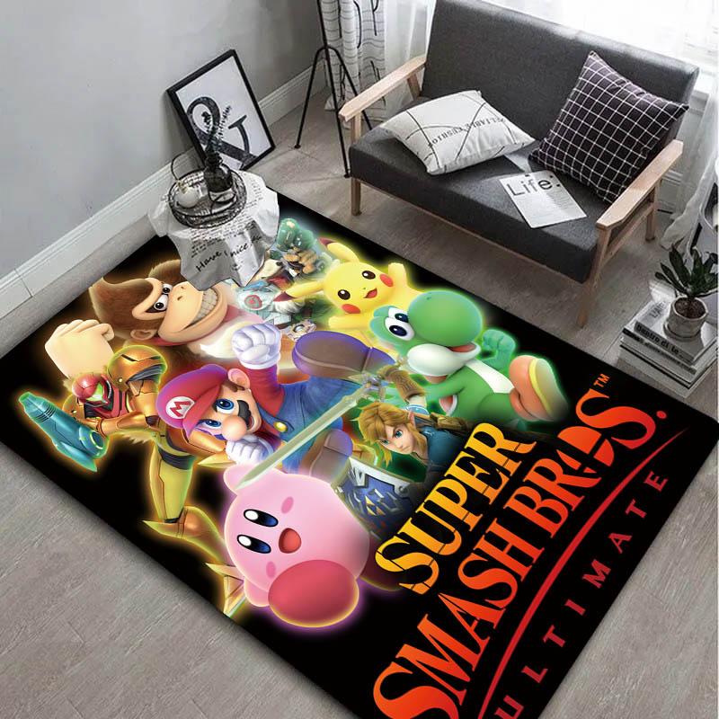 Tapis Tapis Art Personnage de Jeu S-smash-B-Bros U-ultimate pour Décoration de Pièce Maison Chambre Canapé Cadeau Tapis de Sol pour Zone d'Enfants Tapis de Sol Antidérapant