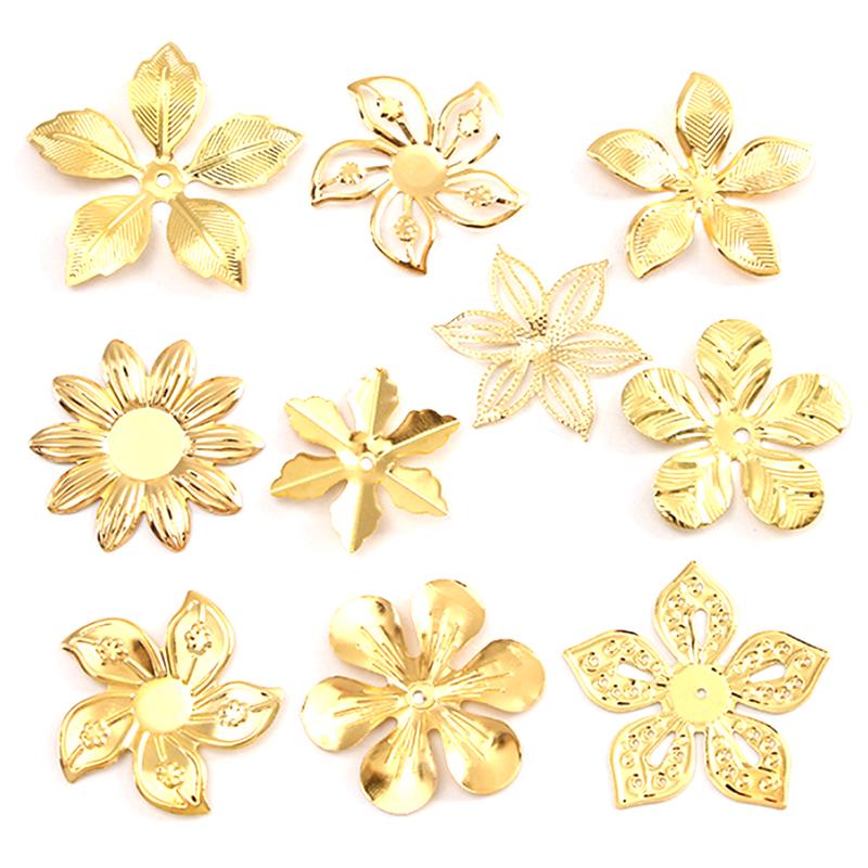 50 Teile/satz Vintage Metall Blume Filigrane Scheibe Charms Schmuck Diy Handwerk Erkenntnisse